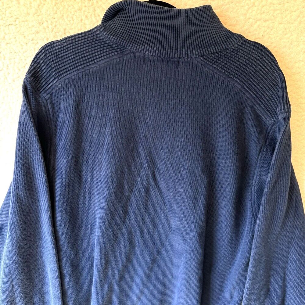 Faconnable 1/4 Zip Golf Casual Cotton Sweater Mens Size L Navy Blue Preppy - Picture 9 of 10
